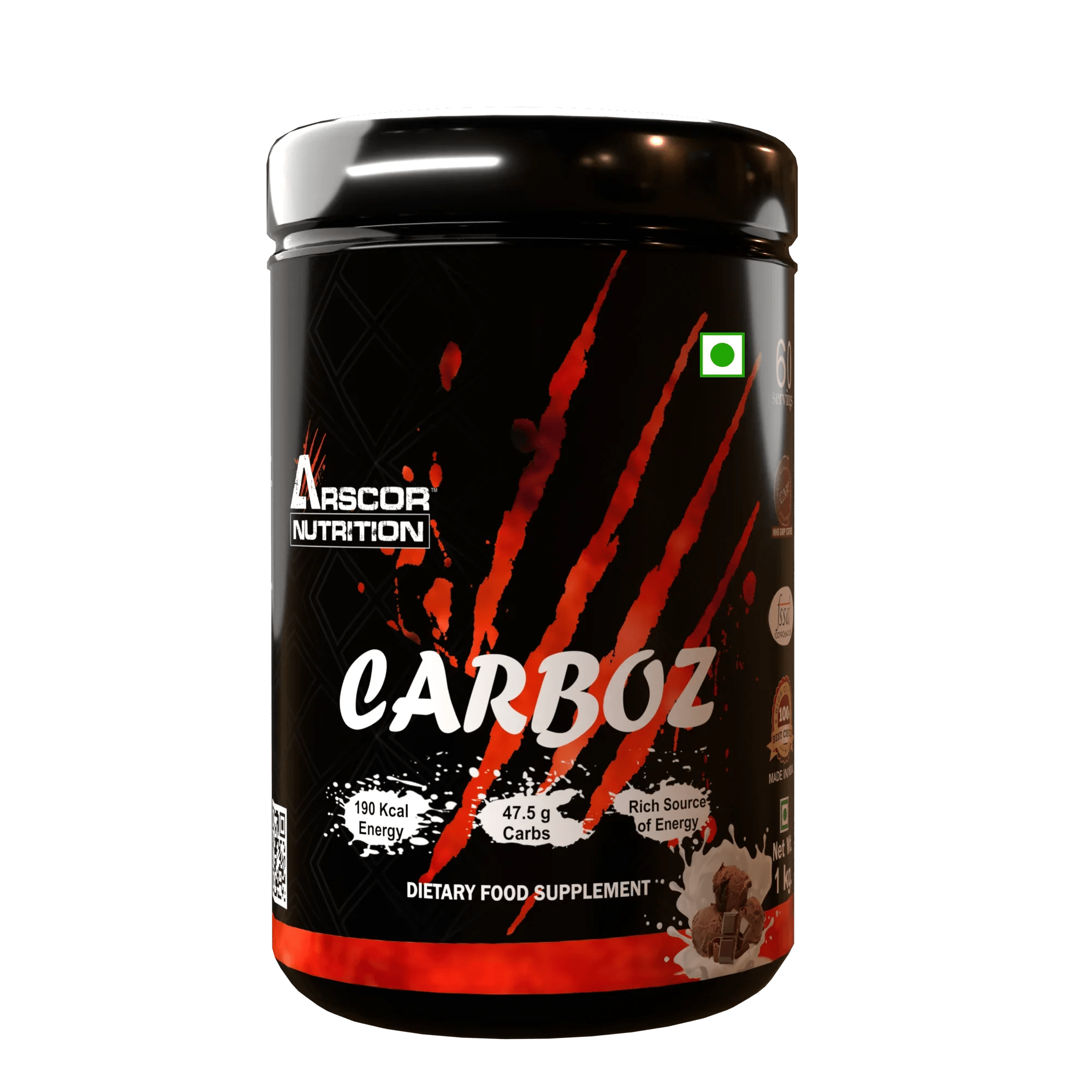 Arscor's Carboz: Best Mass Gainer Supplement | Nutrient-Rich Carbohydrate Powder